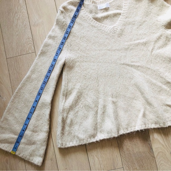 Oak + Fort Wool Blend Bell Sleeve Sweater in Cream - Picture 9 of 10